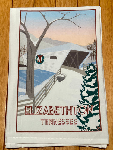 Elizabethton Tennessee Historic Covered Bridge Holiday Travel Print 11 x 17
