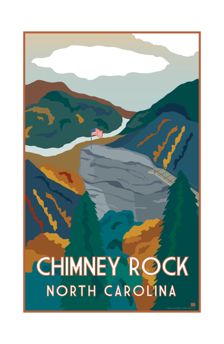 Chimney Rock North Carolina Nature Travel Print 11 x17