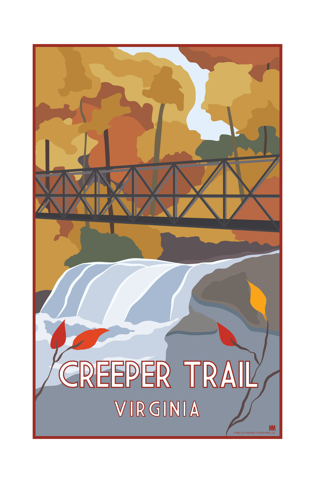 Virginia Creeper Trail Autumn Nature Travel Print 11 x 17