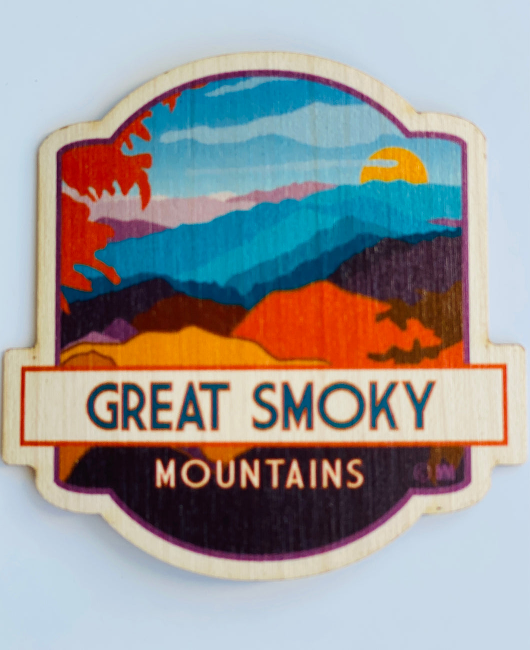 Great Smoky Mountains in Autumn Water Resistant Wood Sticker