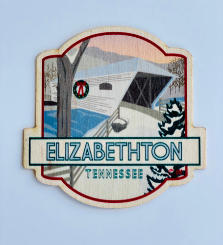 Elizabethton Tennessee Historic Covered Bridge Wood Sticker