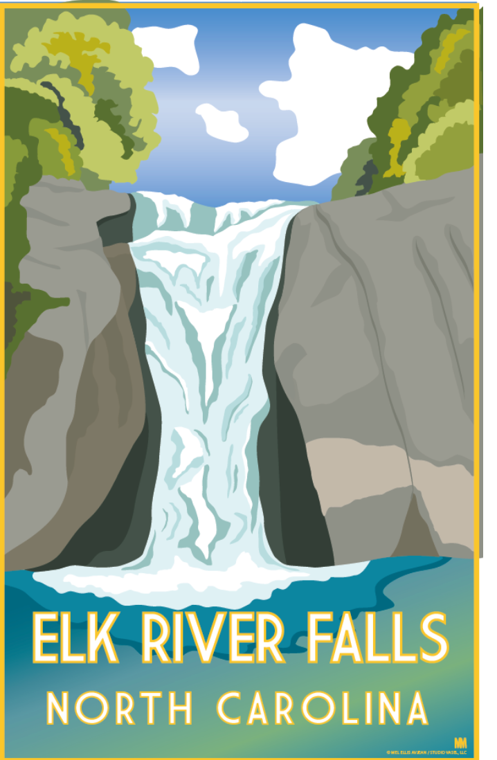 Elk River Falls North Carolina Nature Travel Print 11 x 17