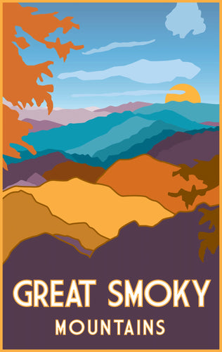 Great Smoky Mountains Autumn Nature Travel Print 11 x 17