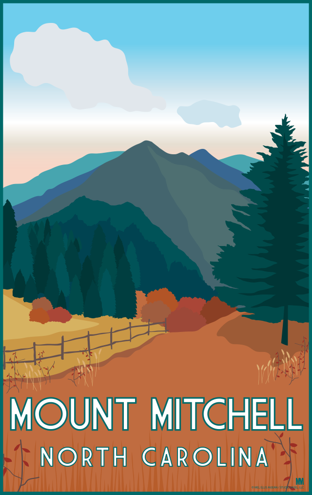 Mt Mitchell North Carolina Autumn Nature Travel Print 11 x 17